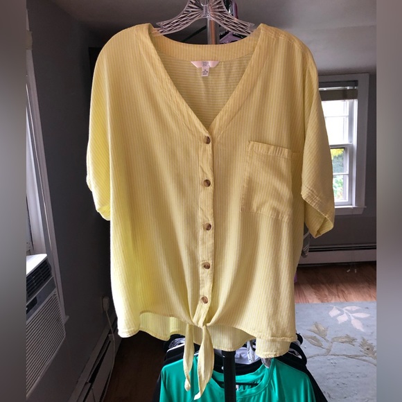 Time & Tru Linen Blend Boxy Short Sleeve Tops size XL - Picture 3 of 10